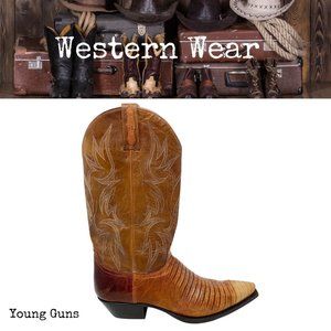 NWOT Young Guns Men's Lizard Snip Toe Cowboy Boots